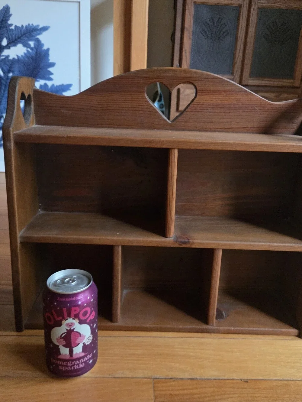 Vintage Wooden Curio Heart Cutout Wall Shelf